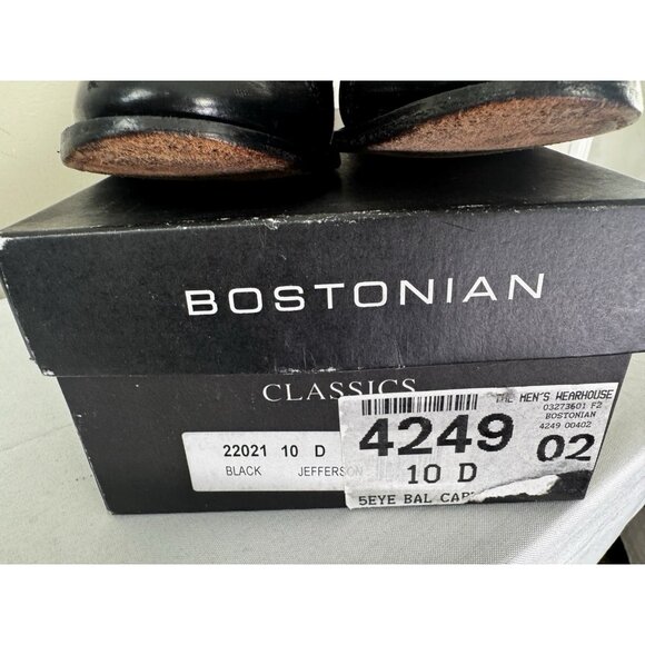 Bostonian Mens 10D Oxford Dress Shoe Black Jefferson Office Heritage Boxed Work - Picture 13 of 15